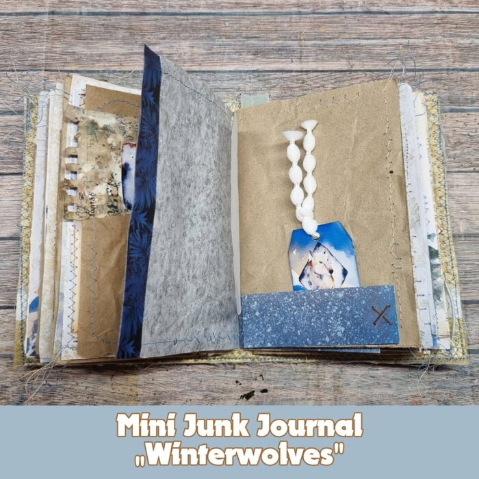Handgefertigtes Junk Journal "Winterwölfe" – Bild 9