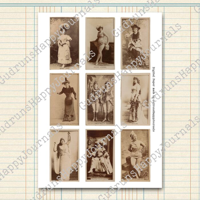 Vintage Zigarettenkarten, Schauspielerinnen, ganze Figur (sepia) [Digital] – Bild 2