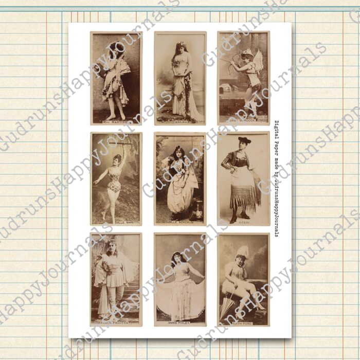 Vintage Zigarettenkarten, Schauspielerinnen, ganze Figur (sepia) [Digital] – Bild 3