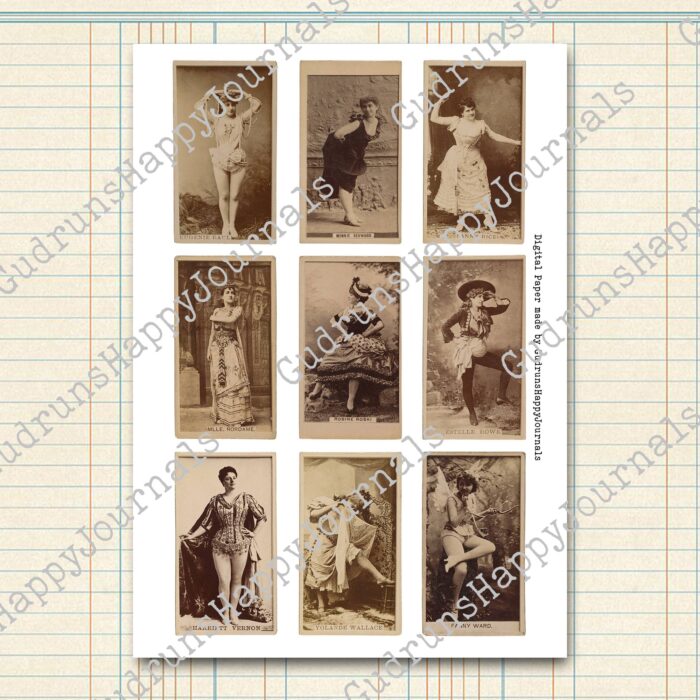 Vintage Zigarettenkarten, Schauspielerinnen, ganze Figur (sepia) [Digital] – Bild 4