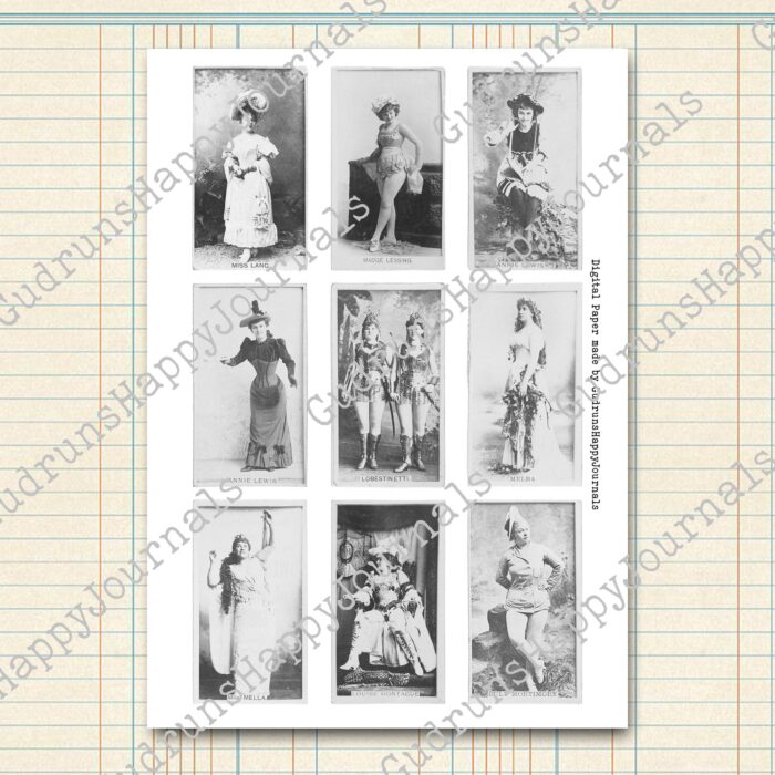 Vintage Zigarettenkarten, Schauspielerinnen, ganze Figur (schwarz-weiß) [Digital] – Bild 2