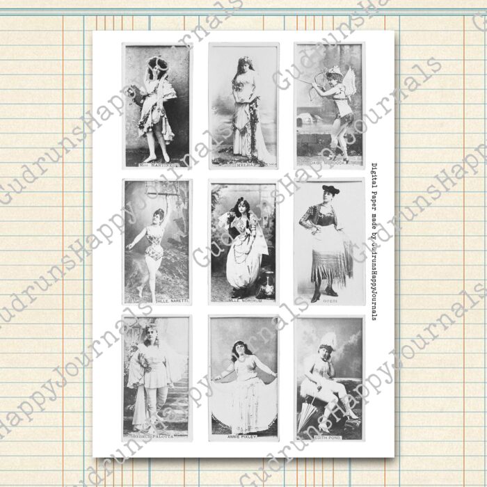 Vintage Zigarettenkarten, Schauspielerinnen, ganze Figur (schwarz-weiß) [Digital] – Bild 4