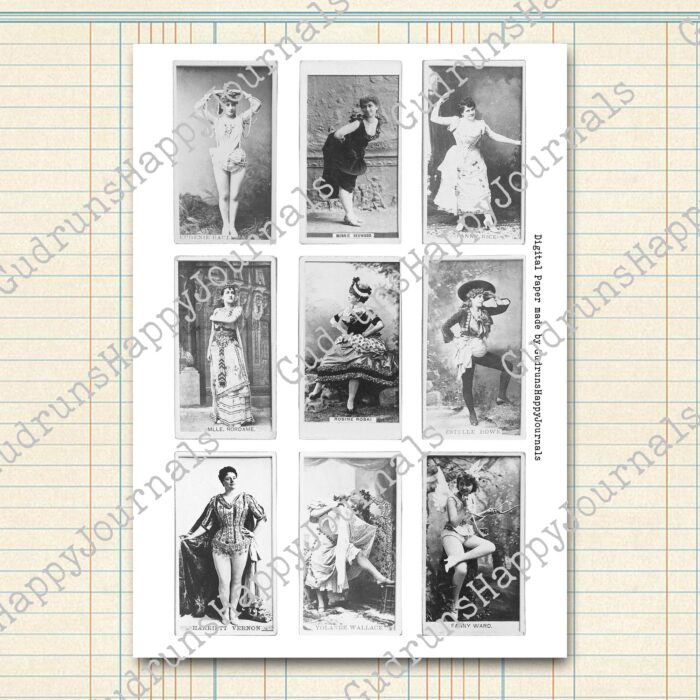 Vintage Zigarettenkarten, Schauspielerinnen, ganze Figur (schwarz-weiß) [Digital] – Bild 5