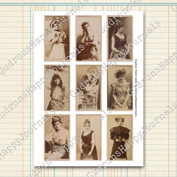 Vintage Zigarettenkarten, Schauspielerinnen, halbe Figur (sepia) [Digital] – Bild 5