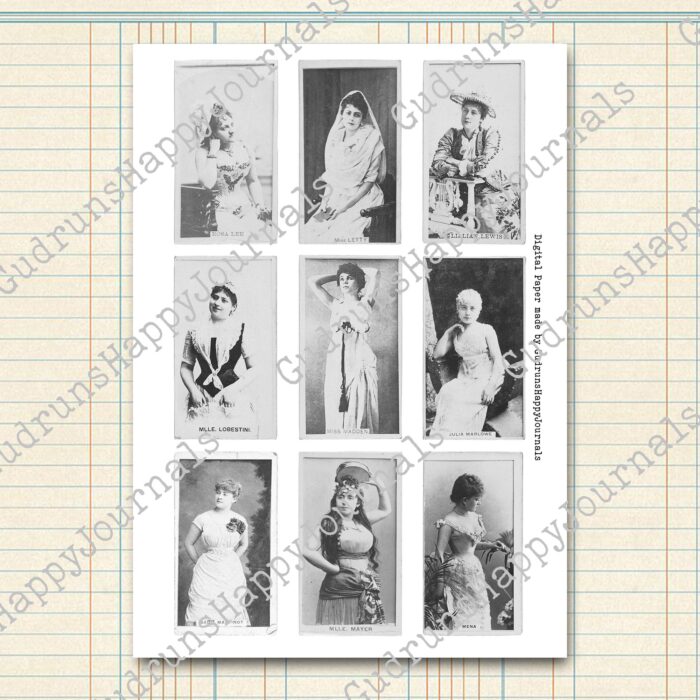 Vintage Zigarettenkarten, Schauspielerinnen, halbe Figur (schwarz-weiß) [Digital] – Bild 3