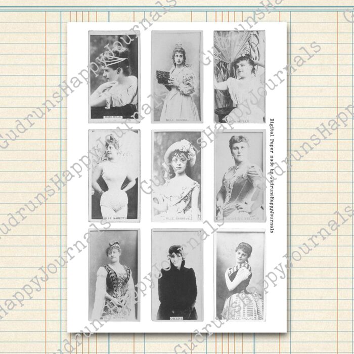 Vintage Zigarettenkarten, Schauspielerinnen, halbe Figur (schwarz-weiß) [Digital] – Bild 4