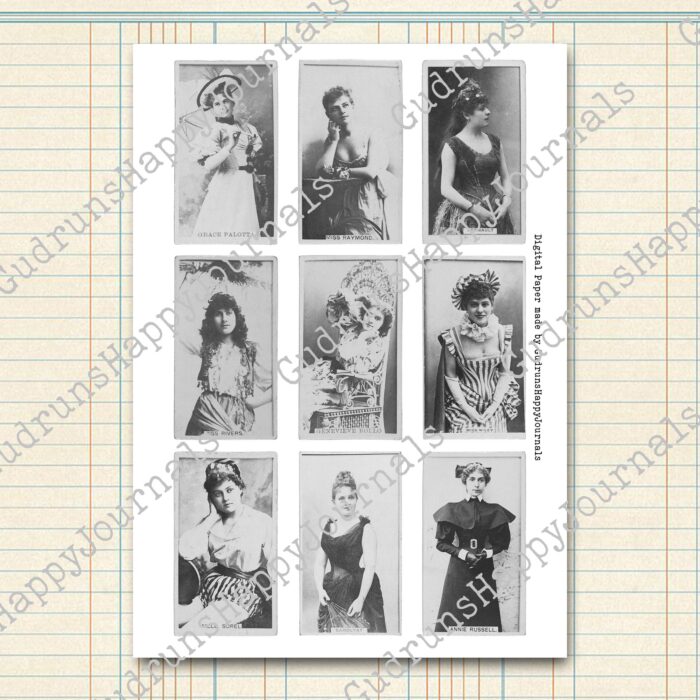 Vintage Zigarettenkarten, Schauspielerinnen, halbe Figur (schwarz-weiß) [Digital] – Bild 5