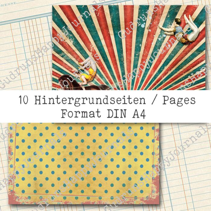 Manege frei - Der Zirkus kommt,  10 Seiten, Hintergrund Papier-Set [Digital] – Bild 3