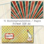 Manege frei - Der Zirkus kommt,  10 Seiten, Hintergrund Papier-Set [Digital] – Bild 4