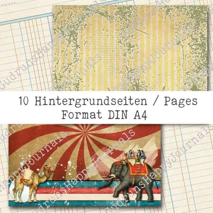 Manege frei - Der Zirkus kommt,  10 Seiten, Hintergrund Papier-Set [Digital] – Bild 7