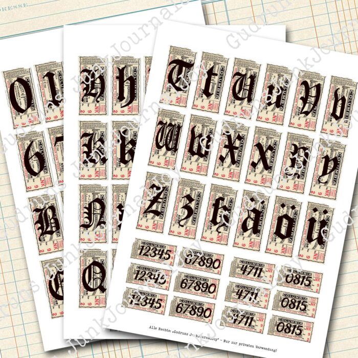 Vintage Tickets mit Buchstaben und Zahlen [Digital] – Bild 2
