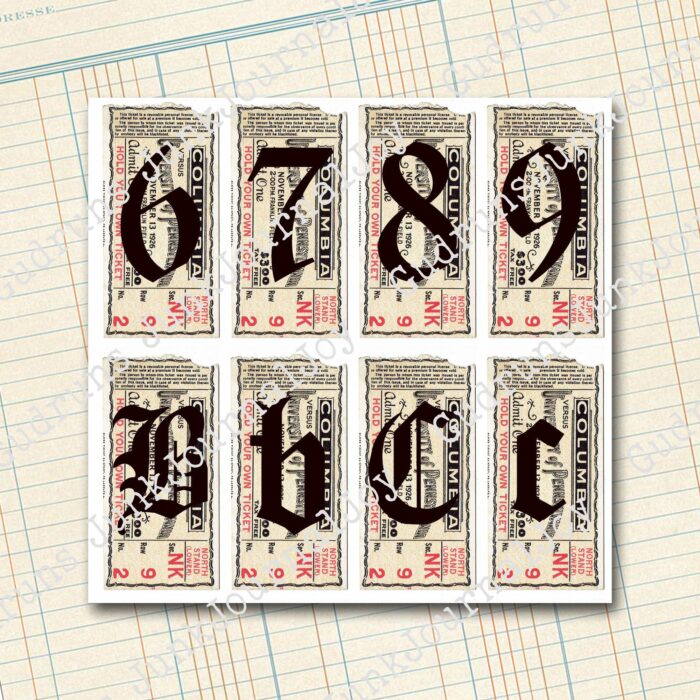 Vintage Tickets mit Buchstaben und Zahlen [Digital] – Bild 3