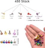 Mini Brads, Metall Musterklammern, gemischte Farben, 450 Stück – Bild 2