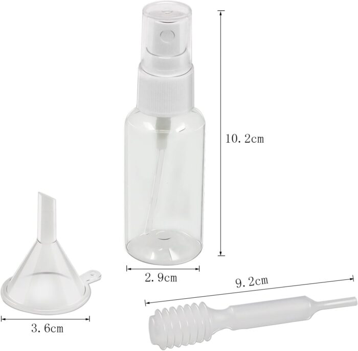 18tlg Zerstäuber Set 12x 30ml mit 3 Trichtern/Messpipetten – Bild 2