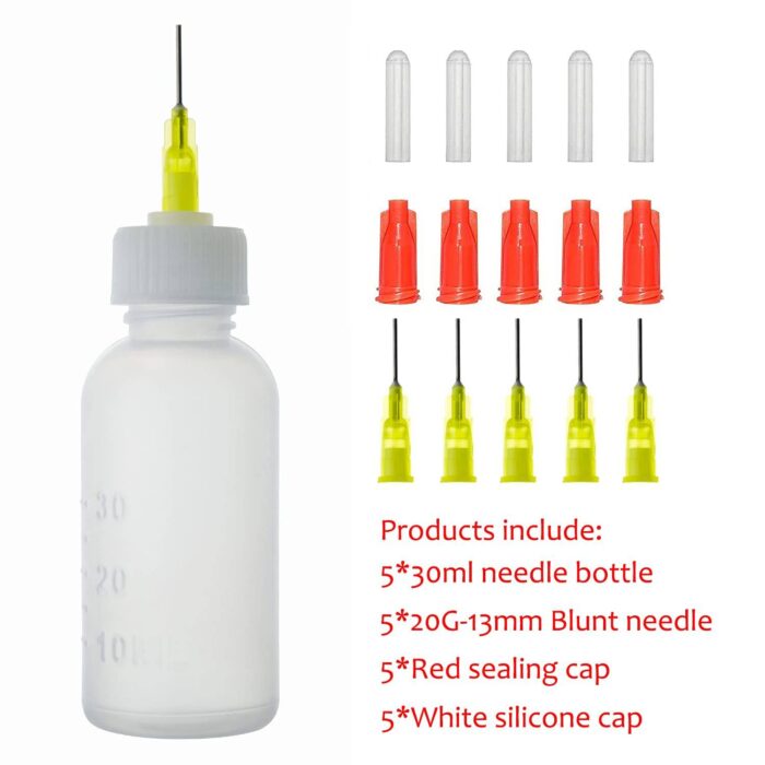 Nadelflaschen 30ml, 5 Stück Präzisionsspitzen Applikatorflasche – Bild 2
