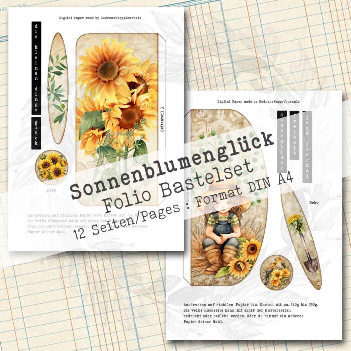 Sonnenblumenglück, Folio Bastelset, 12 Seiten [Digital] – Bild 5