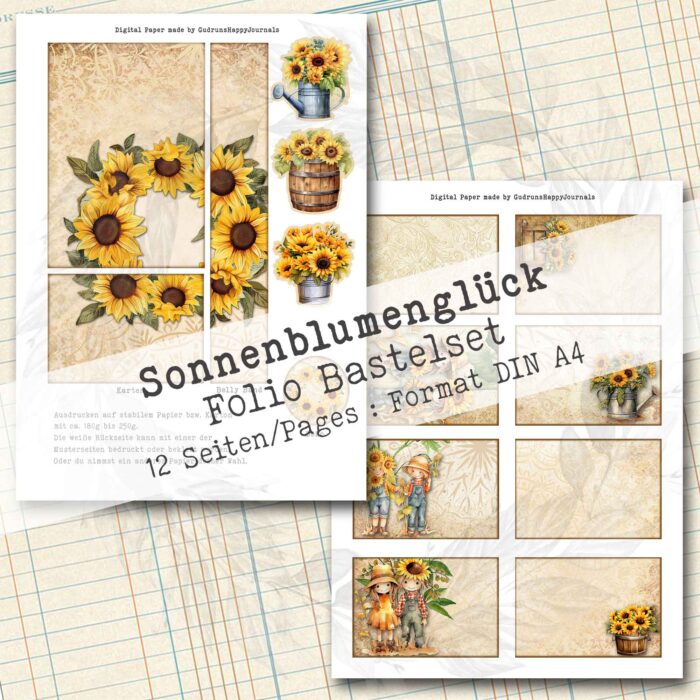 Sonnenblumenglück, Folio Bastelset, 12 Seiten [Digital] – Bild 3
