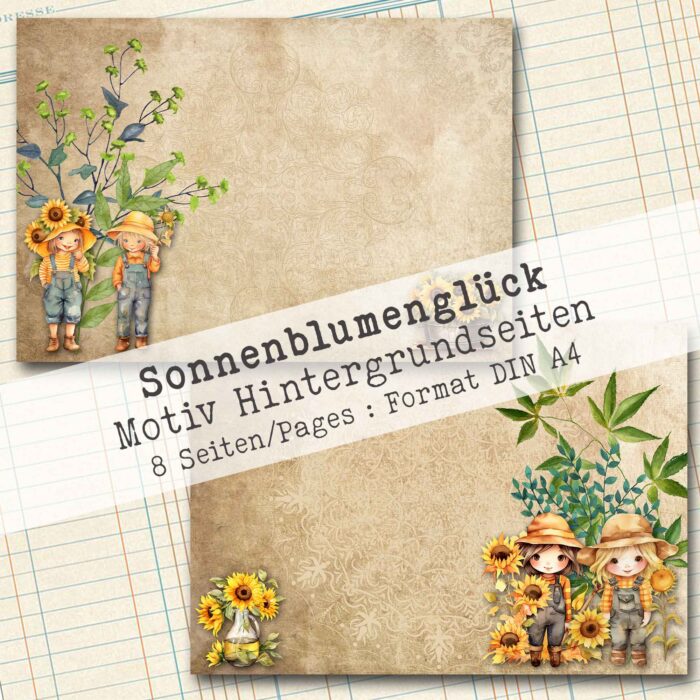 Sonnenblumenglück, Hintergrundpapier, 8 Seiten [Digital] – Bild 4