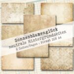 Sonnenblumenglück, neutrales Hintergrundpapier, 8 Seiten [Digital]