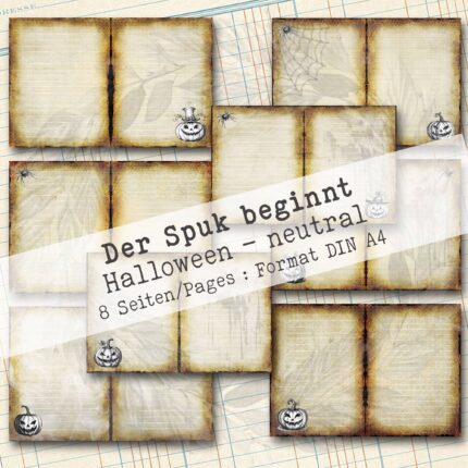 Der Spuk beginnt, Halloween neutrales Hintergrundpapier, 8 Seiten [Digital]