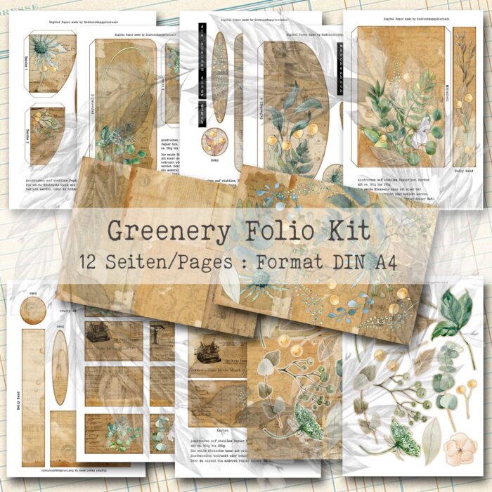 Greenery Old Paper, Bundle, Hintergrund Seiten + Folio, 22 Seiten [Digital] – Bild 2