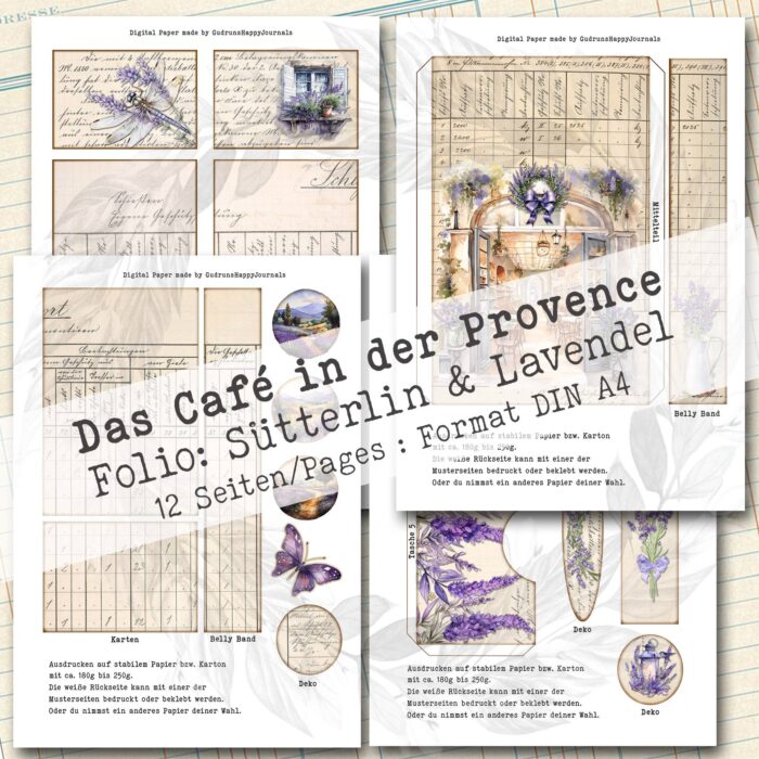 Das Café in der Provence, Sütterlin + Lavendel, Folio Bastelset, 12 Seiten [Digital] – Bild 5