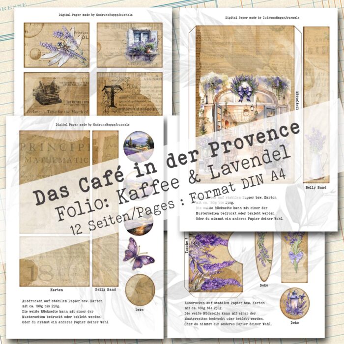 Das Café in der Provence, Kaffee + Lavendel, Folio Bastelset, 12 Seiten [Digital] – Bild 5