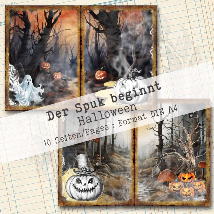 Der Spuk beginnt, Halloween Hintergrundpapier, 10 Seiten [Digital] – Bild 6