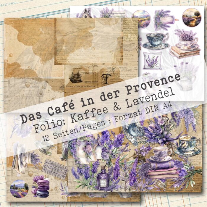 Das Café in der Provence, Kaffee + Lavendel, Folio Bastelset, 12 Seiten [Digital] – Bild 4