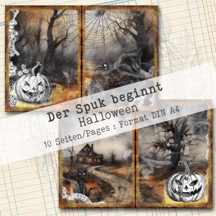Der Spuk beginnt, Halloween Hintergrundpapier, 10 Seiten [Digital] – Bild 5