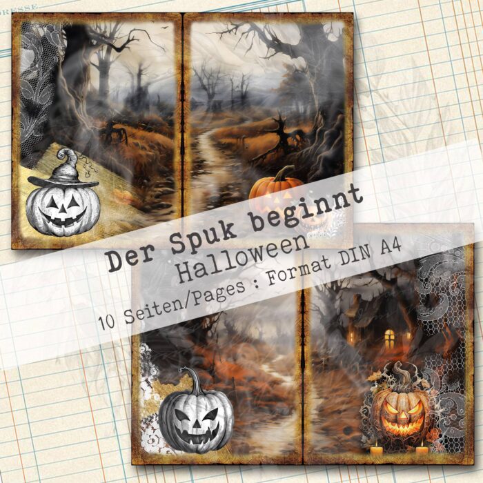 Der Spuk beginnt, Halloween Hintergrundpapier, 10 Seiten [Digital] – Bild 4