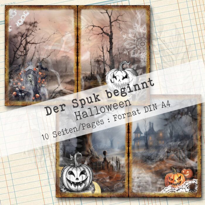 Der Spuk beginnt, Halloween Hintergrundpapier, 10 Seiten [Digital] – Bild 3
