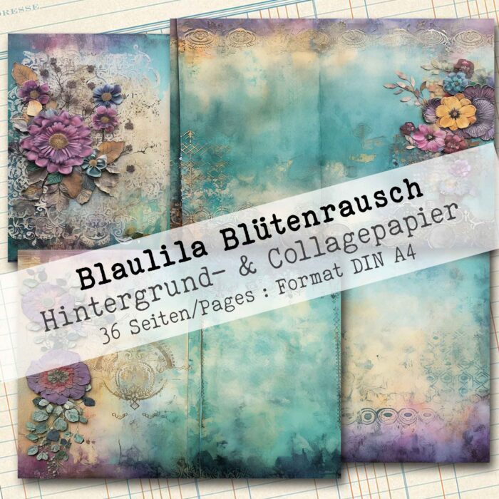 Blaulila Blütenrausch, Hintergrund- & Collagepapier, 36 Seiten [Digital] – Bild 3