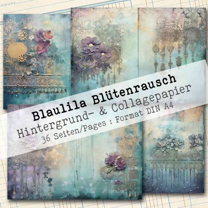 Blaulila Blütenrausch, Hintergrund- & Collagepapier, 36 Seiten [Digital] – Bild 11