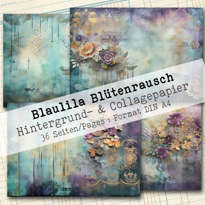Blaulila Blütenrausch, Hintergrund- & Collagepapier, 36 Seiten [Digital] – Bild 10