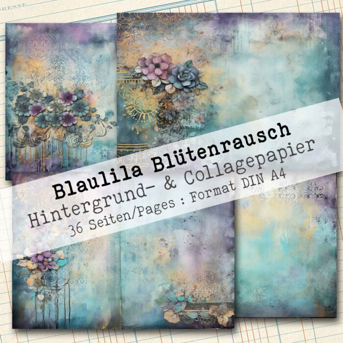 Blaulila Blütenrausch, Hintergrund- & Collagepapier, 36 Seiten [Digital] – Bild 9