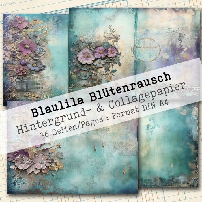 Blaulila Blütenrausch, Hintergrund- & Collagepapier, 36 Seiten [Digital] – Bild 7