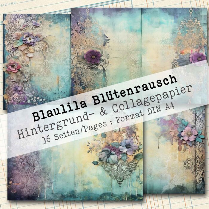 Blaulila Blütenrausch, Hintergrund- & Collagepapier, 36 Seiten [Digital] – Bild 6