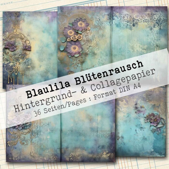Blaulila Blütenrausch, Hintergrund- & Collagepapier, 36 Seiten [Digital] – Bild 5