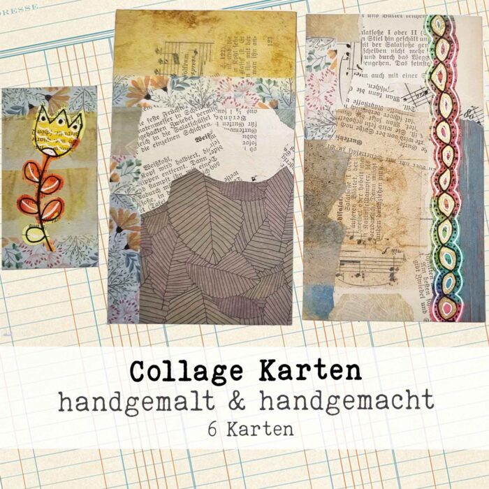 6 Collage Karten, handgemalt & handgemacht – Bild 4