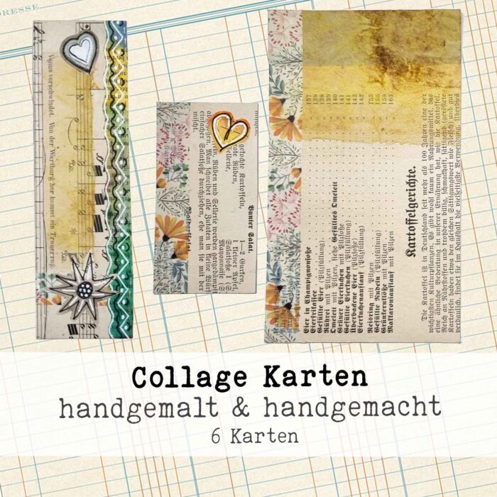 6 Collage Karten, handgemalt & handgemacht – Bild 3