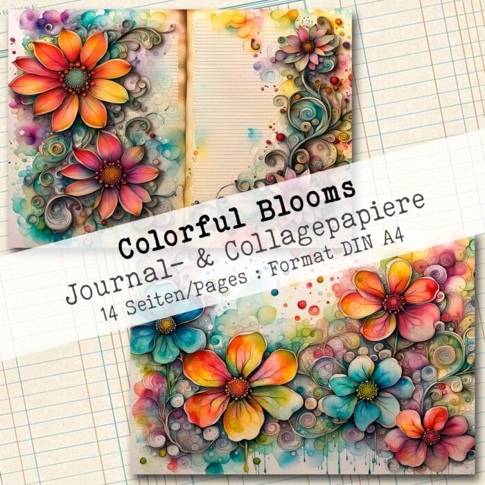 Colorful Blooms, Journal- & Collagepapier, 14 Seiten [Digital] – Bild 3