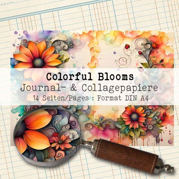 Colorful Blooms, Journal- & Collagepapier, 14 Seiten [Digital] – Bild 2