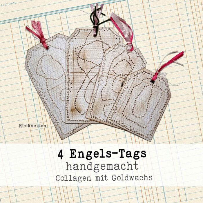 4 Scrap-Tags mit Engelmotiven, handgemacht – Bild 6