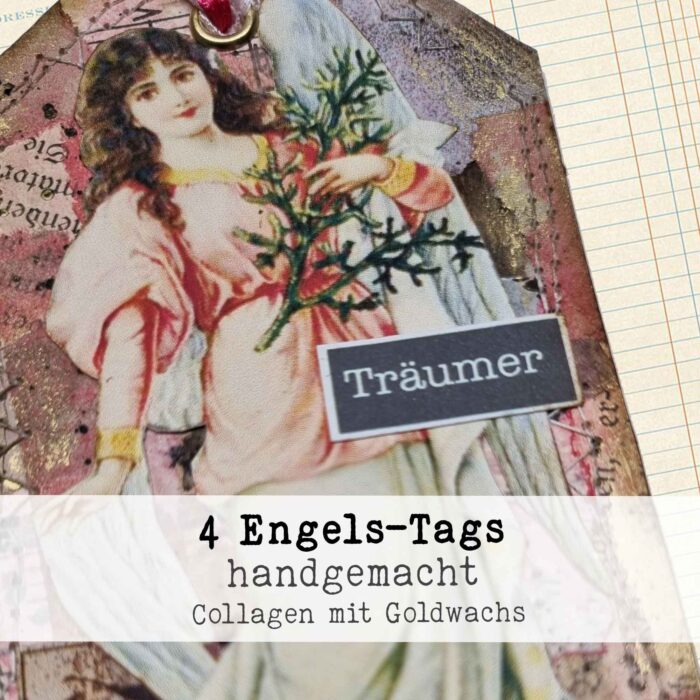 4 Scrap-Tags mit Engelmotiven, handgemacht – Bild 5