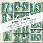 Dame in Grün, Journal Karten, 10 Seiten [Digital]