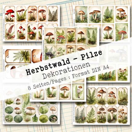 Herbstwald - Pilze, Dekorationen, 8 Seiten [Digital]