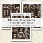 Kleiner Frechdachs, vintage Kinderbilder, sepiafarben, 3 Seiten [Digital]