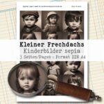 Kleiner Frechdachs, vintage Kinderbilder, sepiafarben, 3 Seiten [Digital] – Bild 2
