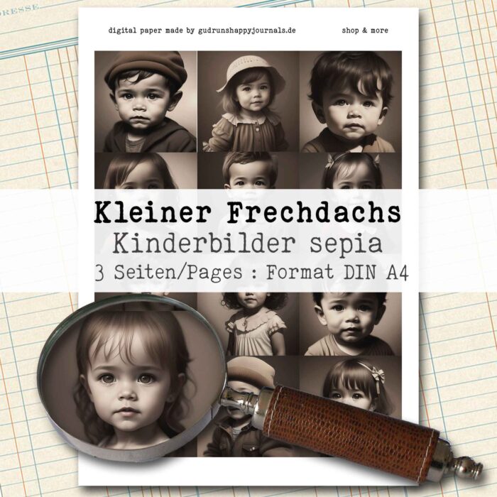 Kleiner Frechdachs, vintage Kinderbilder, sepiafarben, 3 Seiten [Digital] – Bild 2